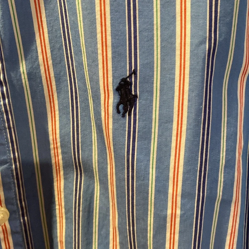 Boys Ralph Lauren Blue Striped Shirt; Sz 14-16